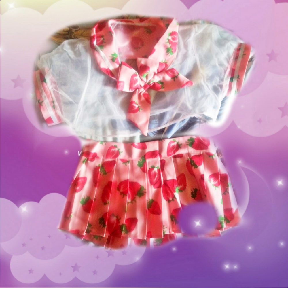 Shein strawberry schoolgirl outfit